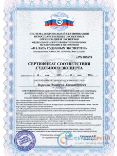 Сертификат судебного эксперта Воронин 2023